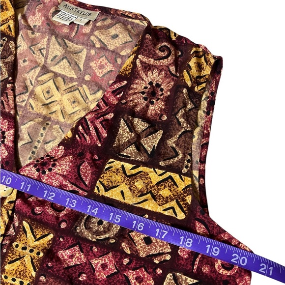 Vintage Ann Taylor 100% Silk Patchwork Print Button Front Vest Top Womens Large - Picture 3 of 7